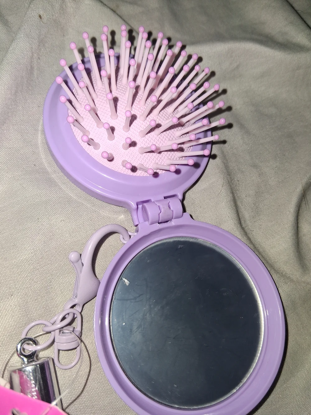 Claire's Lavender Rhinestone Foldable Brush & Compact Mirror with Unicorn Charms